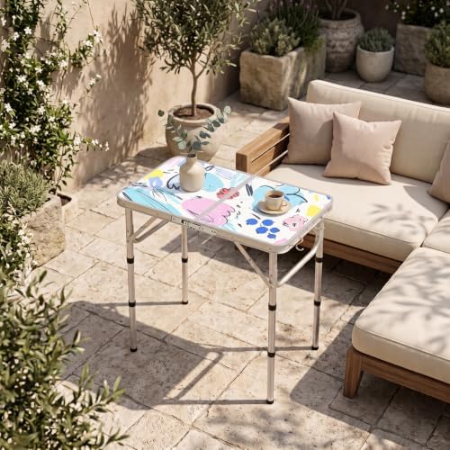 Small Folding Camping Table, 2ft Portable Table, Floral Doodle - Image 2
