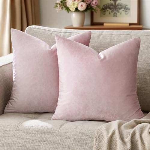 GIGIZAZA Sweet Lilac Velvet Throw Pillow Covers 16x16 Pack of 2 - Image 6