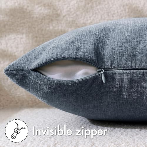 MIULEE Dark Grey Blue Chenille Couch Throw Pillow Covers, 18x18 - Image 5