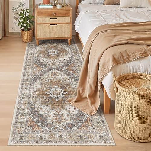 Madane Hallway Runner 3x8, Kitchen Rugs Washable Entry Rug, Turmeric/Grey - Image 5