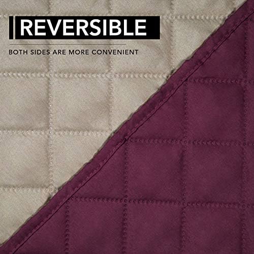 Easy-Going Reversible Couch Cover, Oversized Recliner, Wine/Beige - Image 5