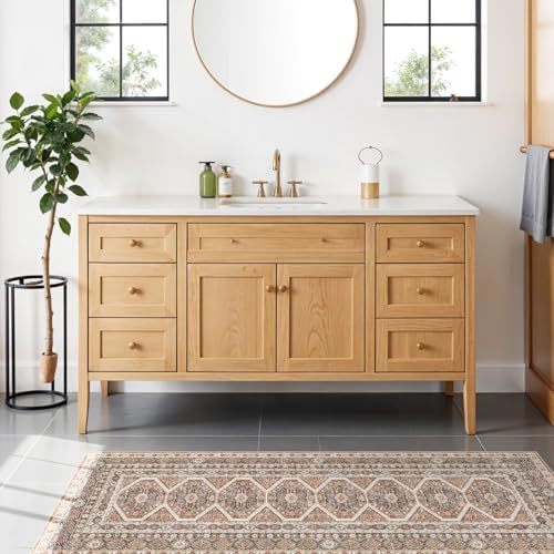 Ksrau 2x5 Runner Rug Washable Vintage: Non Slip Long Kitchen Runners Brick - Image 2