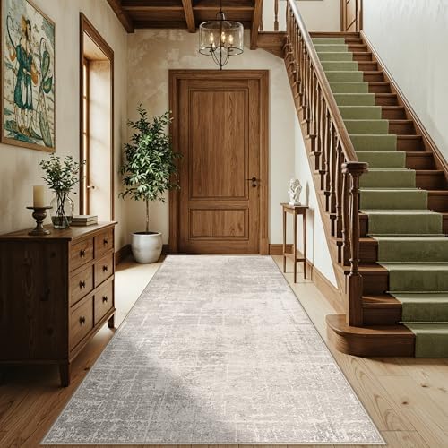 Washable 4x8 Hallway Area Rug: Abstract 8ft Water Resistant Soft Entry Kitchen Runner Rug Non-Slip Low Pile Carpet for Living Room Bedroom Thin Floor Mat for Bathroom Dining Room(4x8，Beige/Cream) - Image 6