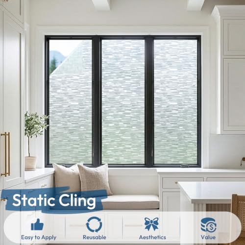 rabbitgoo Window Privacy Film, Static Cling, Frosted Silk, 17.5" x 78.7" - Image 5