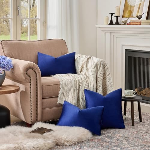 GIGIZAZA Royal Blue Velvet Throw Pillow Covers 12x20 Pack of 2 - Image 3