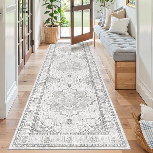 Madane Kitchen Runner 2'6''x8' Soft Rug Runners for Hallways, Grey - Image 4