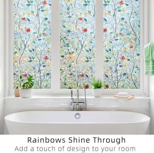 Window Privacy Film Rainbow Window Film – Decorative Static Cling Window Sticker with 3D Stained Glass Effect（11.8 x 78.7 inch） Includes 3 Installation Tools - Image 3
