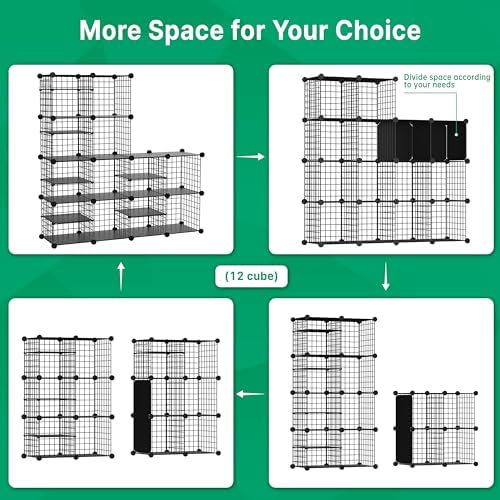 Wire Cube Storage Organizer, 12 Cubes Converted into 14 Cubes, Sturdy Metal Grids Storage Shelf Closet Shelving Units and Storage, Shelves for Bedroom LIvingroom Office - Image 4