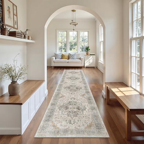Madane Washable Runner Rugs 2x10 for Hallway Kitchen, Light Taupe Brown - Image 4