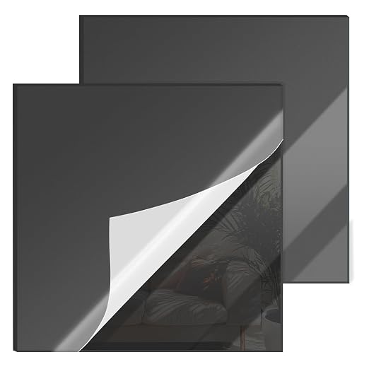 12x12 Inches Black Mirror Acrylic Sheet – 2 Pcs Reflective Acrylic Panel for DIY Crafts, Home Décor & More (30x30 cm) by SAKRNIC