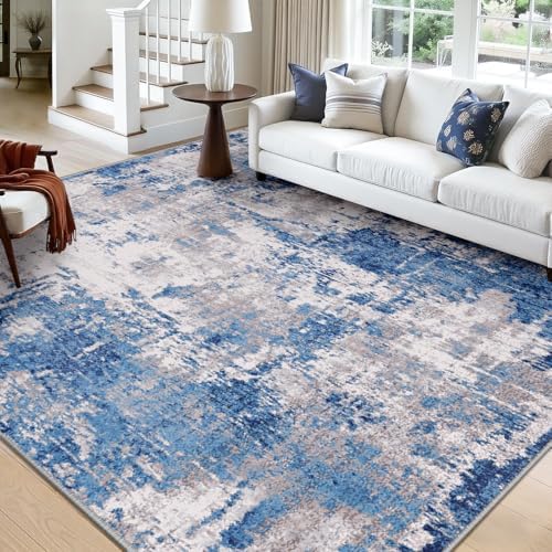 RELEANY Washable Square 10' x10' Area Rug for Living Room Blue Gray by RELEANY
