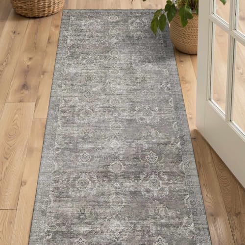 Rugxara 2x5 Washable Runner Rug for Hallway Kitchen Entryway, Taupe/Grey - Image 2