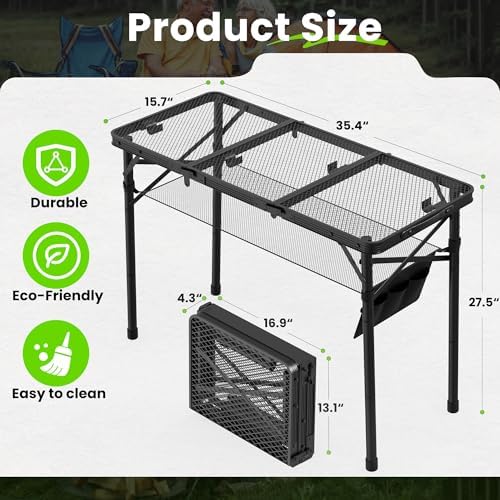 WildFinder Folding Grill Table, 3x1.3 FT Portable Camping Table, Foldable - Image 3