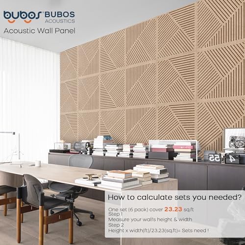 BUBOS 6 PCS Art Sound Absorbing Panels 23.6x23.6" Decor Acoustic Wall Panel | 0.7" Thick Composite Acoustic Panels, Nail-Down Secure Large 3D Sound Wall Panel for Studio Living Room & Office - Image 4