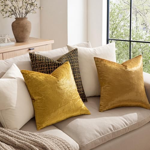MIULEE Velvet Throw Pillow Covers 20x20 Inch Pack of 2 Dark Gold - Image 2