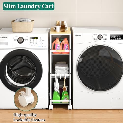 4-Tier Slim Utility Rolling Laundry Cart with Wheels, Easy to Assemble - Image 3