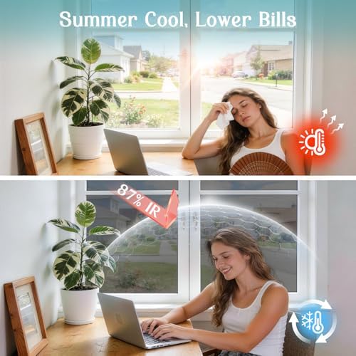 Haton Window Tint for Home, One Way Film, Black Silver 23.6" x 157.4" - Image 2