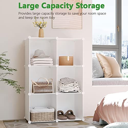 C&AHOME 6-Cube Storage Organizer Cube Shelf Closet Storage Bookcase, Milky - Image 4