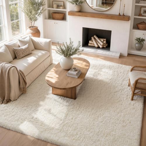 Ophanie Area Rugs 10x12 Living Room, Large Ivory Bedroom Carpet, Big Shag Indoor Thick Soft Nursery Rug, Fluffy Carpets for Boy and Girls Room Home Decor Aesthetic with Over 99 pcs Pile fibers - Image 3