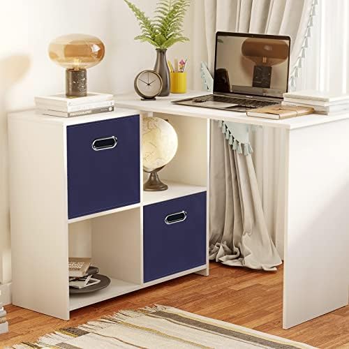 Fabric Cloth Storage Bins,Fabric Cube Bins Organizer with Dual Handles Foldable Cube Storage Baskets for Home Bedroom Storage,Set of 3,(Navy Blue) - Image 5