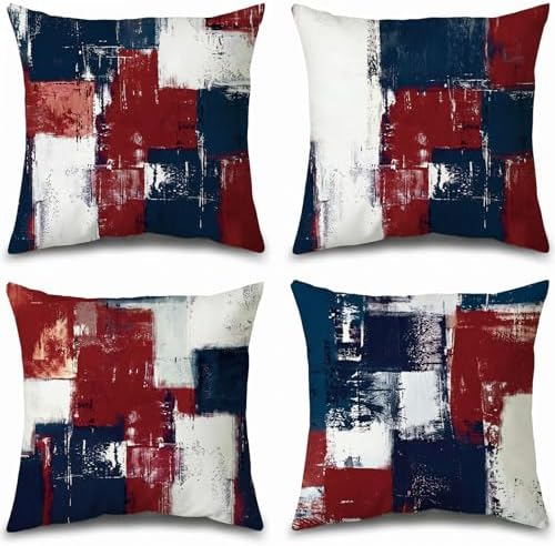 Throw Pillow Covers, Red White Blue Abstract, 18x18 by Balaena