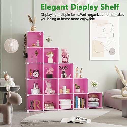 C&AHOME 16 Cube Storage Organizer Cube Shelves Units Storage Cubes, Pink - Image 3
