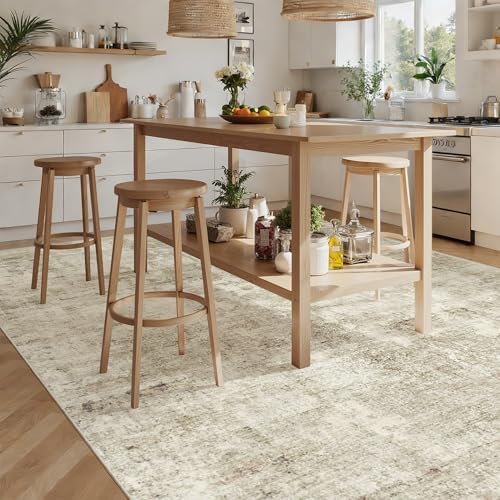 Soalmost Abstract 7x10 Area Rug for Living Room Washable Rugs Beige/Gray - Image 4