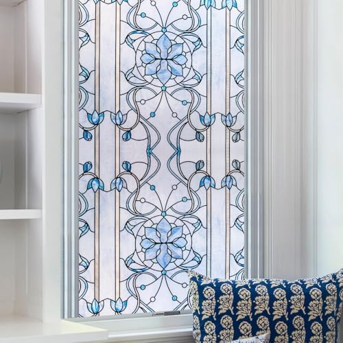 OHTMERU 3D Stained Glass Window Privacy Film Decorative Non-Adhesive by OHTMERU