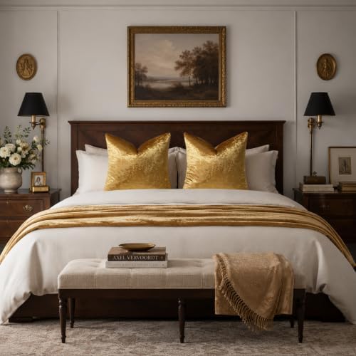 GIGIZAZA Crushed Gold Velvet Throw Pillow Covers 20x20 Pack of 2 - Image 5
