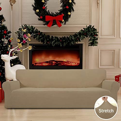 Easy-Going Stretch 4 Seater Oversized Sofa Couch Cover Tan - Image 2