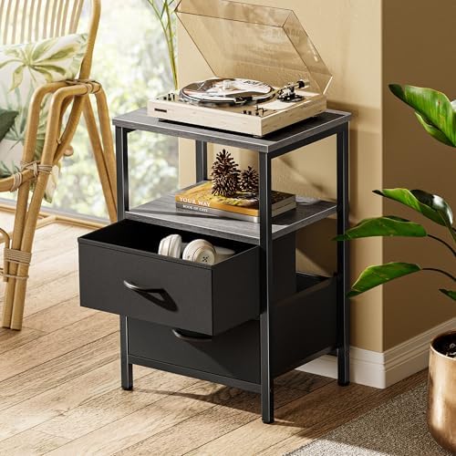 Huuger Night Stand with 2 Drawers, Bedside Table with Open Shelf - Image 2