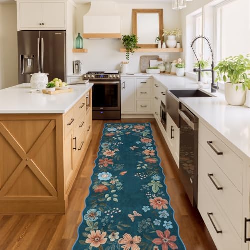 Lahome Floral Washable Runner Rug, 2'6''x8' Soft Hallway Runner Non Slip by Lahome