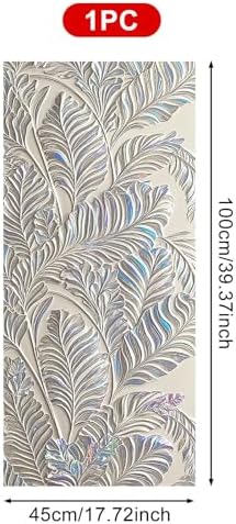 BlissYard Silver Leaf Texture Privacy Window Film 17.7x39.3 Inch PVC - Image 3