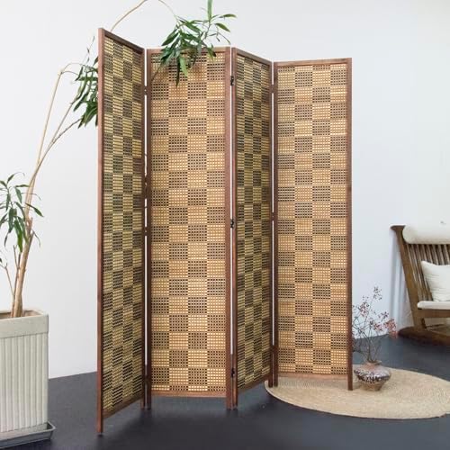 Furnnylane 4 Panel Bamboo Room Divider, Caramel Folding Privacy Screen - Image 5