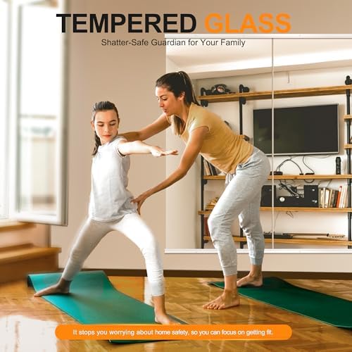 Delma Home Gym Mirror, 50''x25''x2PCS White Wall Mounted Large Frameless Tempered Glass Wall Mirror for Home Gym, Garage, Bedroom, Bathroom - Image 2