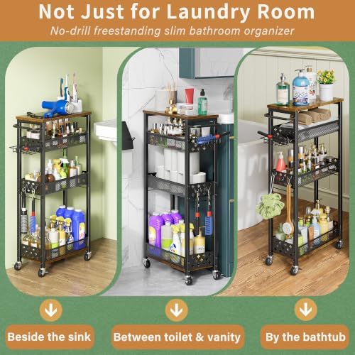 OKZEST Slim Laundry Room Organization Cart with Detergent Dispenser Holder - Image 5