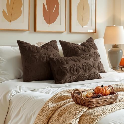 MIULEE Fall Pillow Covers Pumpkin Fall Decor 20x20 Reddish Brown - Image 4