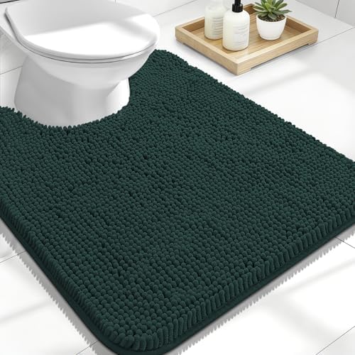 OLANLY Toilet Rugs U-Shaped 24x20, Soft Absorbent Chenille Contour Rugs by OLANLY