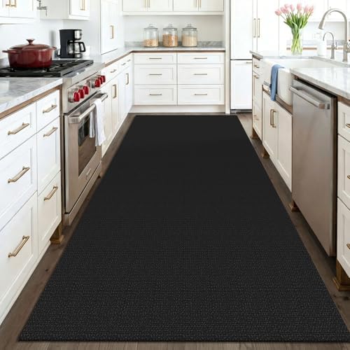 KOZYFLY Washable Area Rug 4x6 ft Non Slip Rubber Backed Living Room Rugs Braided Woven Cotton Kitchen Rugs Indoor Entryway Rug Floor Carpet for Dining Living Room Bedroom, Black/Dark Grey - Image 2