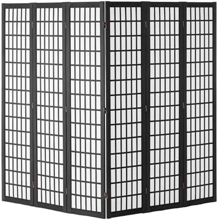 VEVOR Room Divider, 6 Panel Japanese Room Divider, Folding Privacy Screen Indoor, Portable Partition Dividers and Decoration Screens, for Room Separation, Home, Office, Restaurant & Bedroom (Black) - Image 4