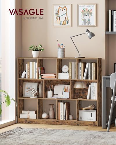 VASAGLE Bookshelf, 11 Cubes Storage Organizer, 49.6 x 9.5 x 39.4 Inches - Image 2