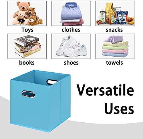 Black Foldable Storage Cubes Bins , Fabric Storage Box Cubes Organizer Baskets with Dual Handles for Home Organizer(Blue) - Image 3