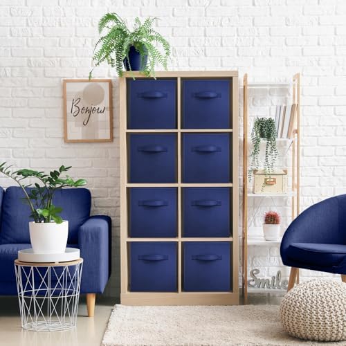 Sorbus Fabric Storage Cubes, 8 Pack, with Handles (13 Inch, Navy Blue) - Image 6