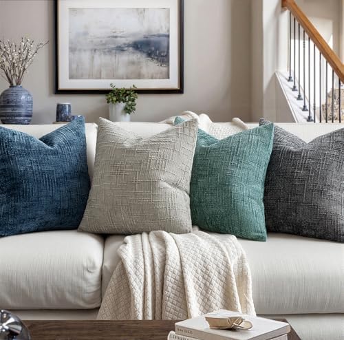 MIULEE Chenille Textured Throw Pillow Covers Light Grey 20x20 Set of 2 - Image 5