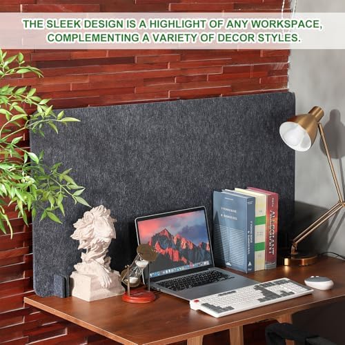 DoubleFill 2 Pack Acoustic Desk Divider Partition 23.6 x 47.2" Stand up Freestanding Privacy Panel Noise Visual Distractions Reducing Table Divider for Student Reception Area Office (Deep Gray) - Image 7