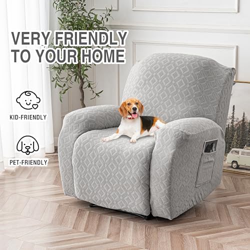 Genina Waterproof Recliner Chair Cover,XL-1 Seat Couch Cover,Light Gray - Image 4