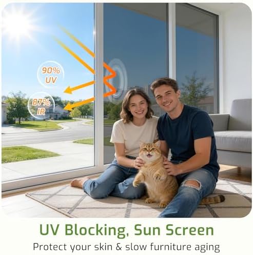 LUTE One Way Window Tint for Home, Window Privacy Film, Black Silver - Image 2