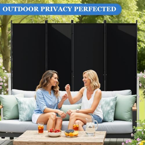 SUNALLY Room Divider Privacy Screens, 6 Panels Dividers with Wheels, Black - Image 6
