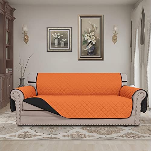 Easy-Going Reversible Couch Cover, 3 Cushion Sofa, Large, Orange/Black - Image 2