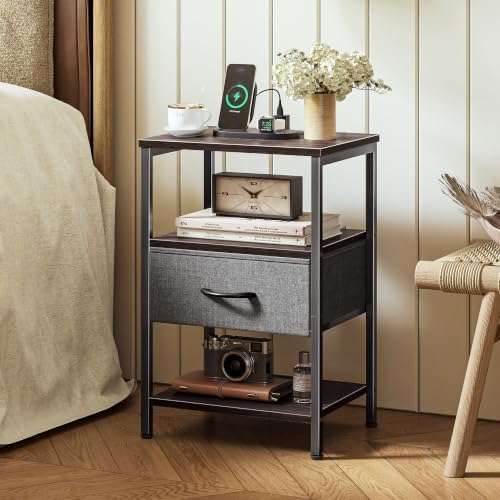 SUPERJARE Nightstand with Charging Station, USB-C Port, Bedside Table - Image 2